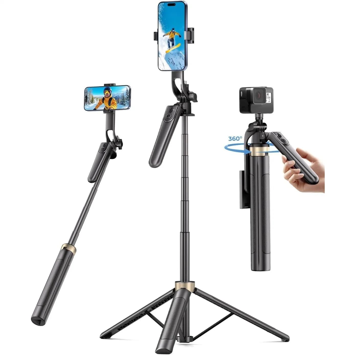 Treppiede per telefono da 72 pollici con telecomando wireless, selfie stick portatile per iPhone, live streaming, registrazione video, compatibile
