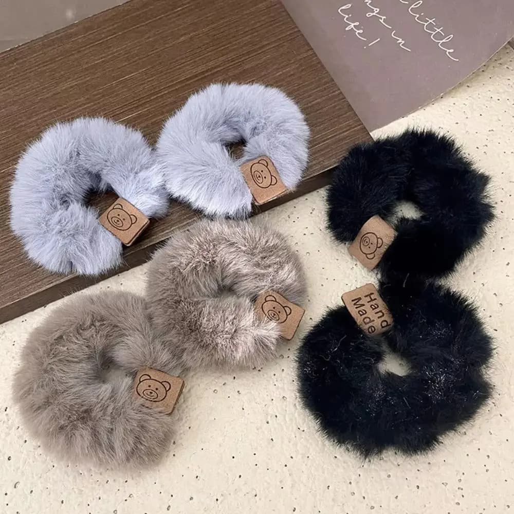 Nuovo stile coreano peluche fascia per capelli orso morbido coda di cavallo fascia elastica asciugamano anello elastici