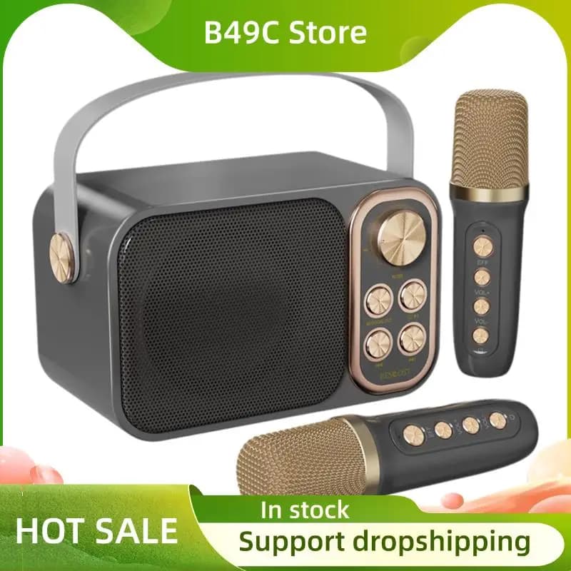 B49C Macchina per karaoke portatile con sistema audio surround stereo HIFI Microfoni wireless Illuminazione a LED RGB Effetti vocali per Par