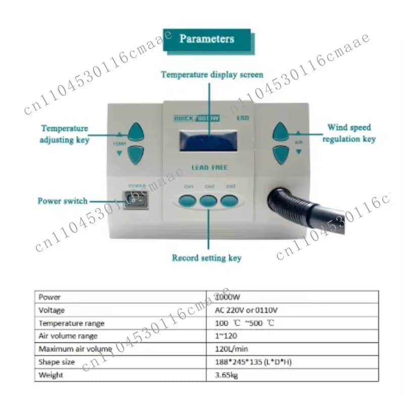 Pistola Termica a Microcomputer da 1000W QUICK 861DW, Stazione di Rilavorazione 220V/110V, Saldatore ad Aria Calda per Telefoni Cellulari, Attrezzature Senza Piombo