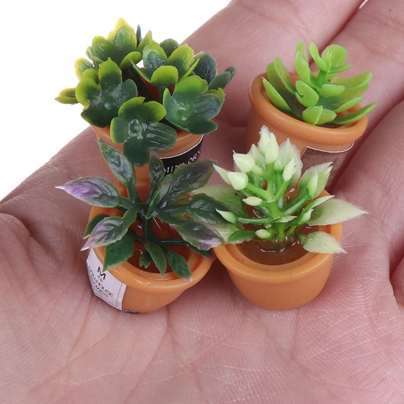 Nuova Casa delle Bambole di Tendenza! 4 pezzi di miniatura per casa delle bambole 1:12, vaso fai da te, decorazione per cucina, pianta in vaso