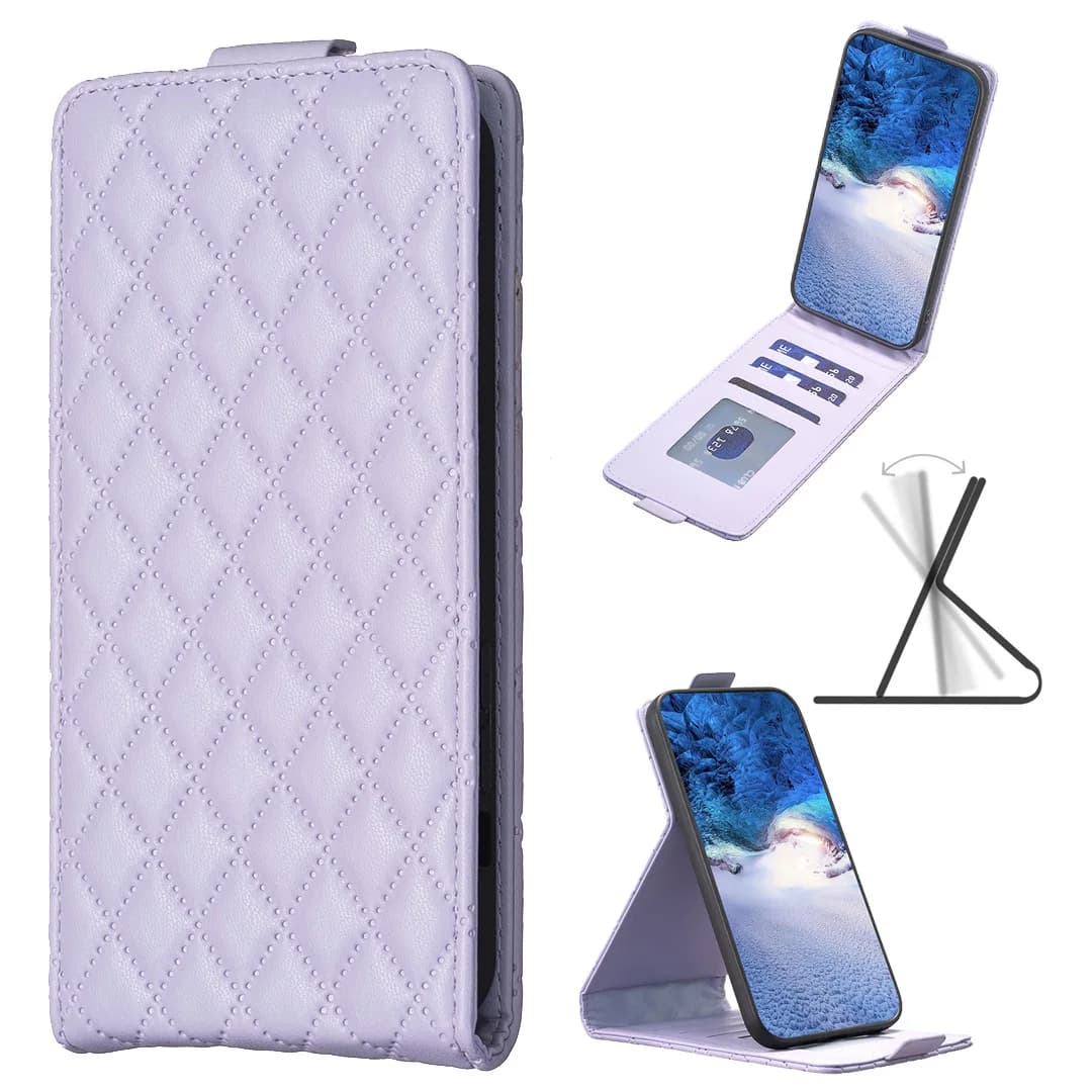 Custodia a libro verticale con motivo a griglia per Xiaomi POCO C55 C31 F5 5G F3 X5 X3 NFC M3 Pro, cover per telefono con 3 slot per carte, anti-smarrimento