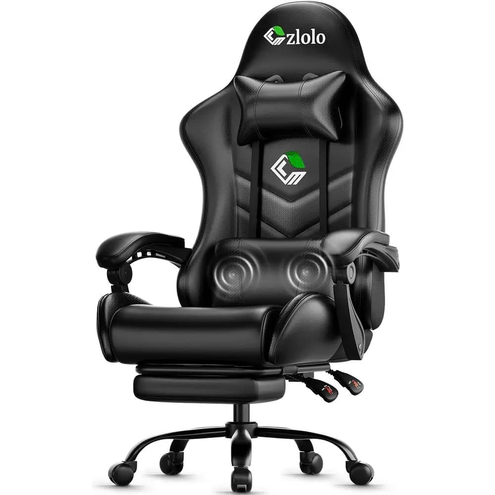 Sedia da Gaming Ergonomica con Poggiapiedi, Supporto Lombare e Massaggiatore, Stile Racing con Schienale Alto per un Comodo Videogaming, Ampia Seduta