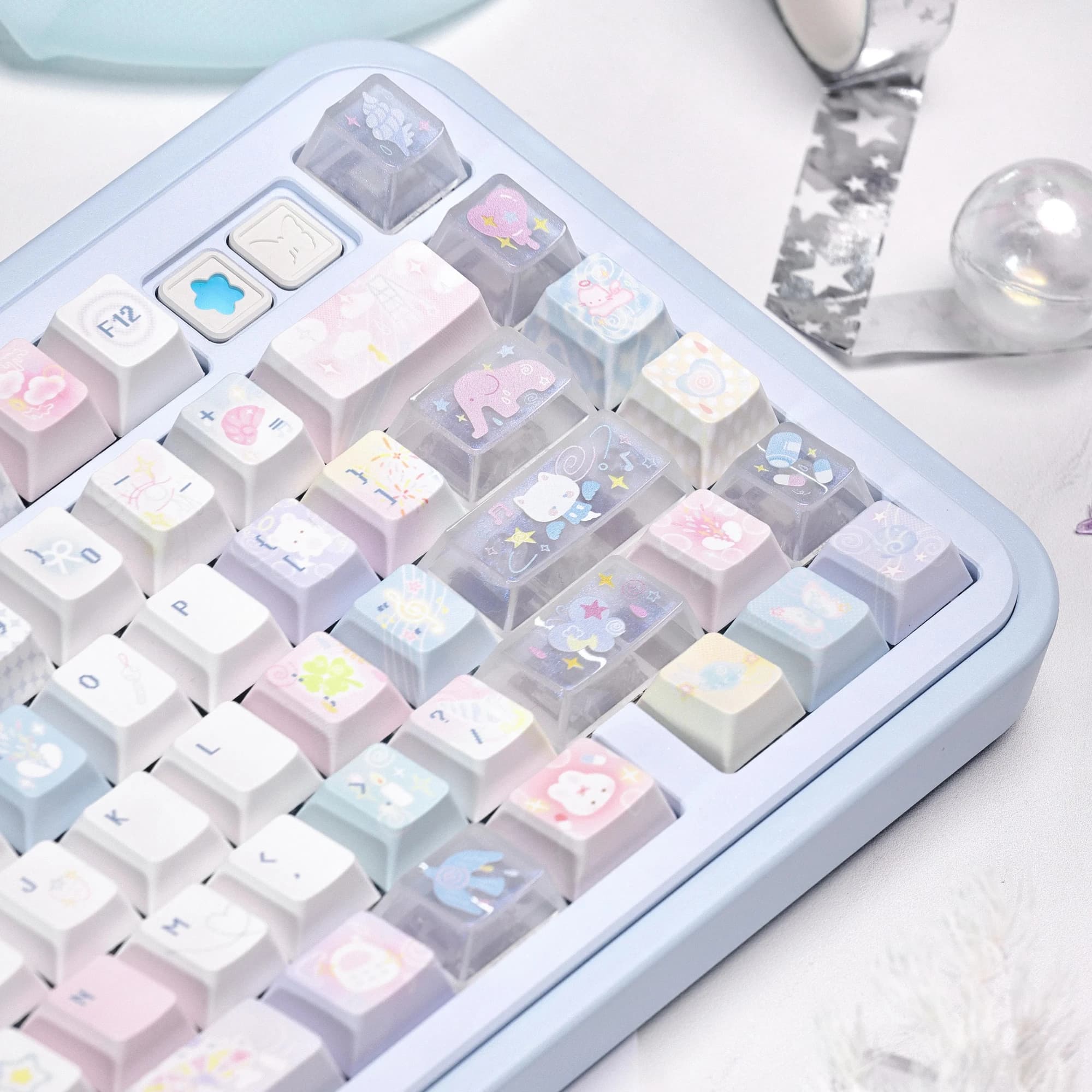 MAIMOOO Fantasy Island Theme Keycap Cherry Profile PBT+PC Custom Colorful Cute Dopamine Style Keycaps for Mechanical Keyboard