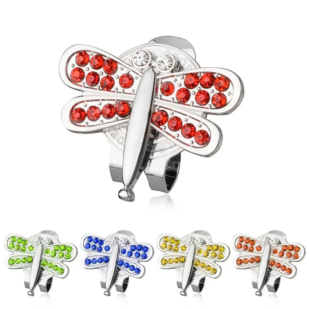 Clip per Cappello da Golf con Motivo Libellula, Cristalli Luccicanti, in Lega di Zinco, Marcatore di Palline da Golf Staccabile, Gioiello Regalo