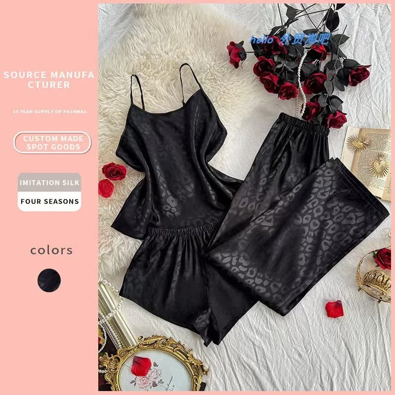 Completo Tre Pezzi con Top Halter, Pantaloncini e Pantaloni, Abbigliamento da Casa a Maniche Corte per Giovani Adulti, Tuta Autunnale