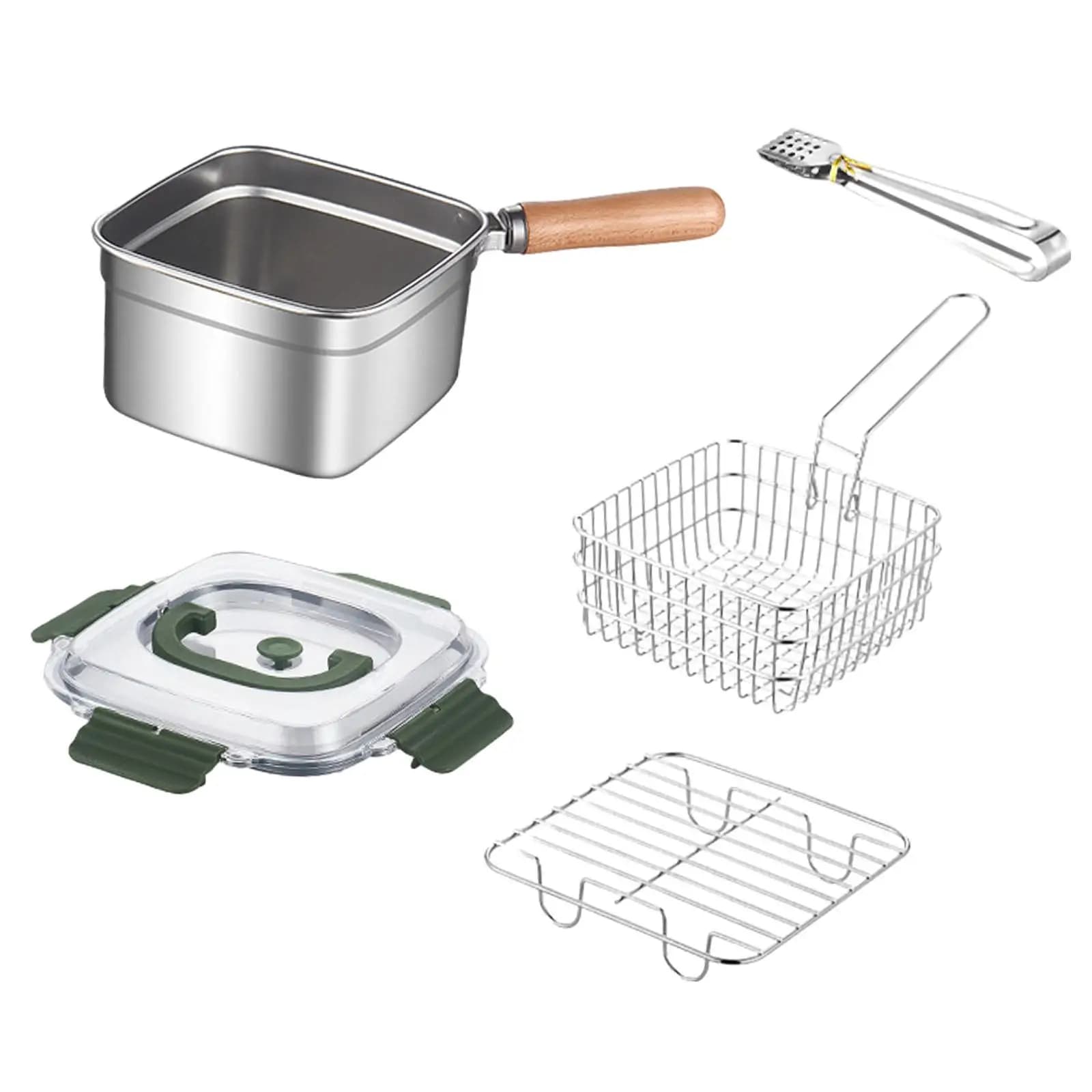 Mini Friggitrice Portatile, Pentola Multifunzione da Campsite con Cestello per Pollo, Patatine, Pasta e Fritture