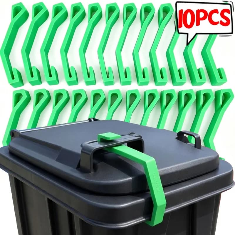 Heavy-duty Trash Can Lid Lock Plastic Green Trash Can Lids Fixing Buckle Security Strap Outdoor Easy Install Practical Gadgets