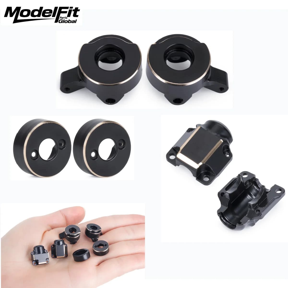 Coperchi Differenziale e Contrappesi Mozzo Posteriore in Ottone Elettroforetico per Crawler RC 1/30 SCX30 Axial Ford Bronco Jeep Wrangler