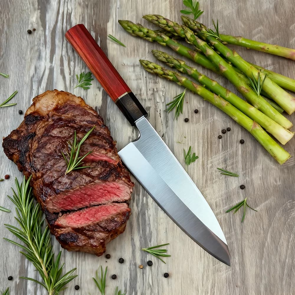 Coltello Deba Lama a taglio singolo Germania 1.4116 Acciaio Manico in legno Mannaia da chef Sashimi Affettare carne Sushi Verdure Coltelli da cucina