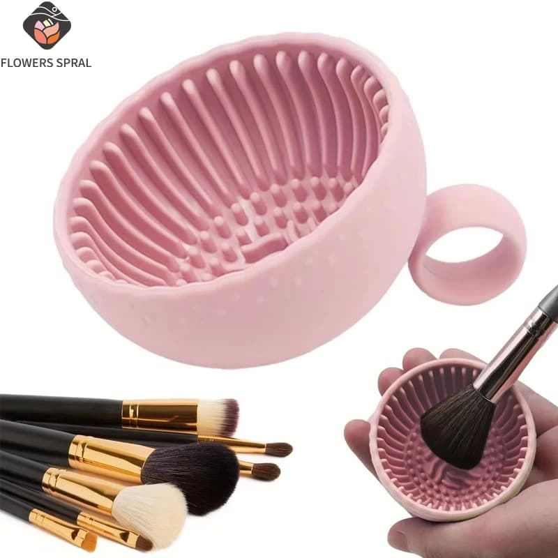 Ciotola per la pulizia dei pennelli per trucco in silicone, supporto per asciugare i pennelli per trucco portatile da 1 conteggio, strumento per trucco per sopracciglia, fard, viso e occhi B