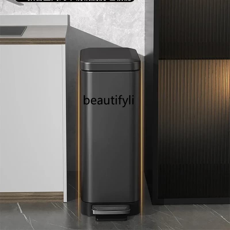 cc182R hj Pattumiera WC domestico Bagno Gap Cucina in acciaio inossidabile Soggiorno Piede con coperchio Corno grande R