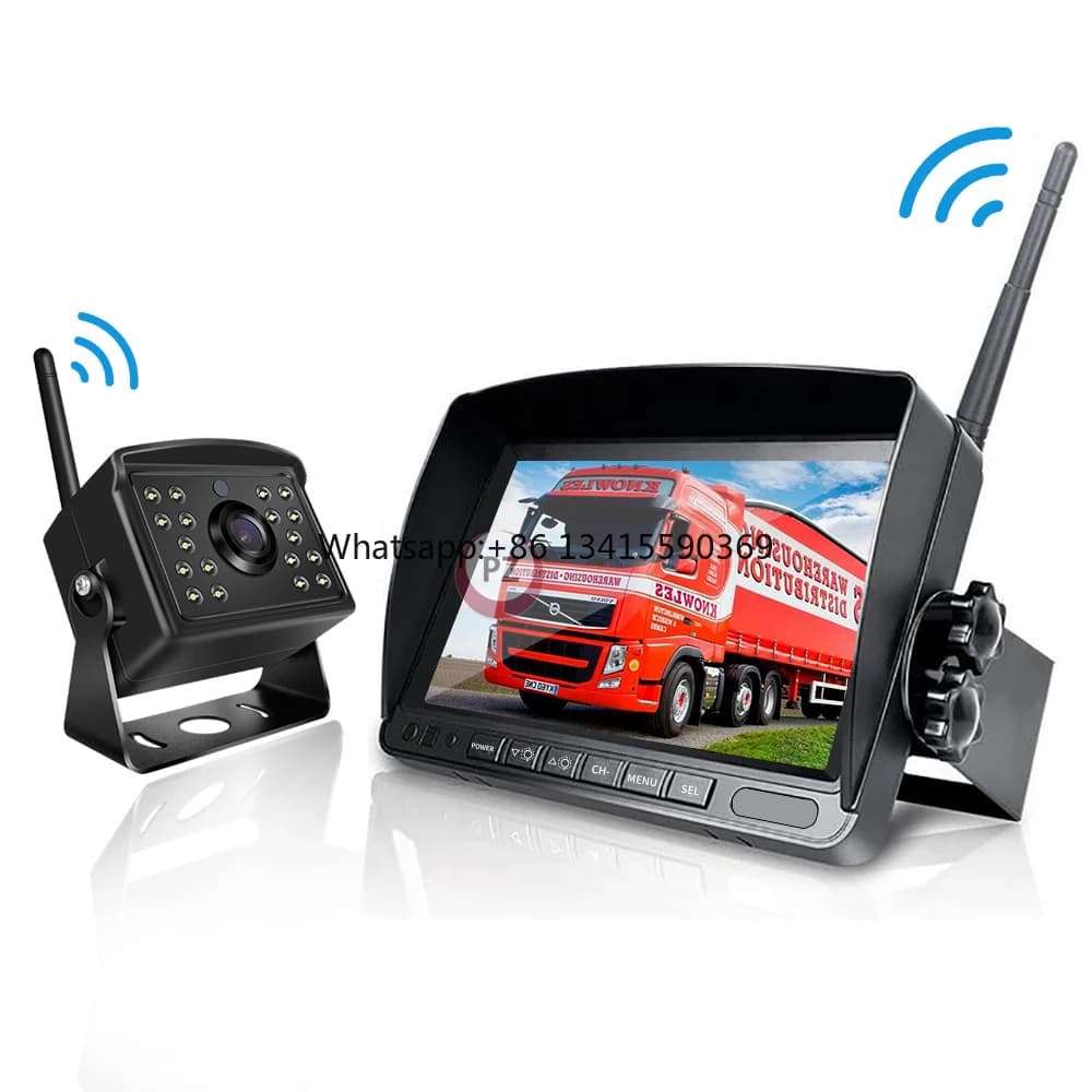 Telecamera impermeabile posteriore da 7 pollici digitale grandangolare di alta qualità 12V 36V telecamera di sicurezza per auto wireless per carrello elevatore per autobus