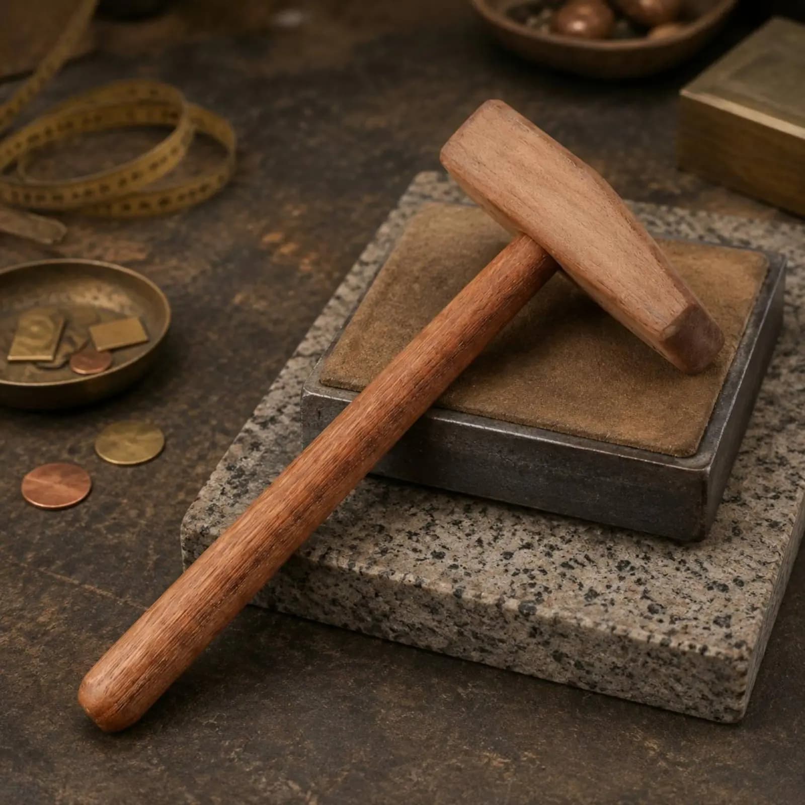 Martello per Modellazione del Legno con Manico Cilindrico, Martello per Lavorazione del Metallo, Strumento da Officina in Legno Massello per Gioiellieri