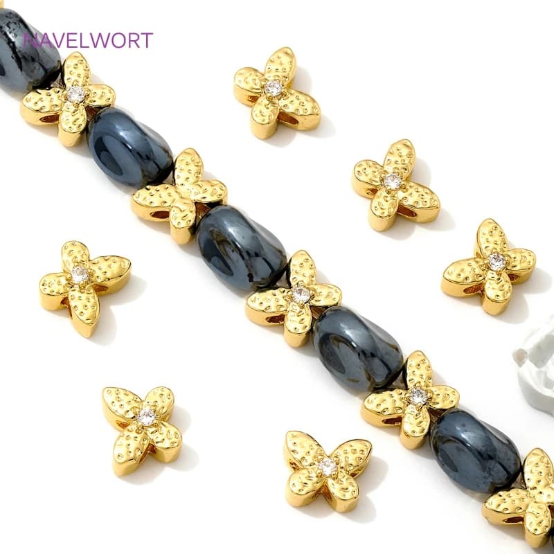 Perline distanziatrici a farfalla in ottone placcato oro 18 carati, separatori per perline, per braccialetti Accessori per la creazione di gioielli Materiale per gioielli fai da te