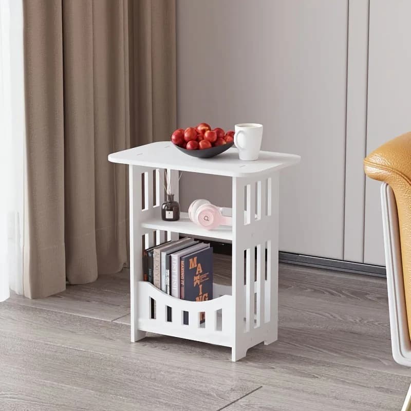 Tavolo portaoggetti moderno in legno in stile nordico: organizer multiuso per comodino e soggiorno, materiale in legno non impermeabile