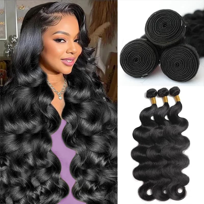 12A Body Wave Brazilian Virgin Human Hair Extensions 1/3/4 Bundles 100% Pure Human Hair Brazilian Weave Natural Black