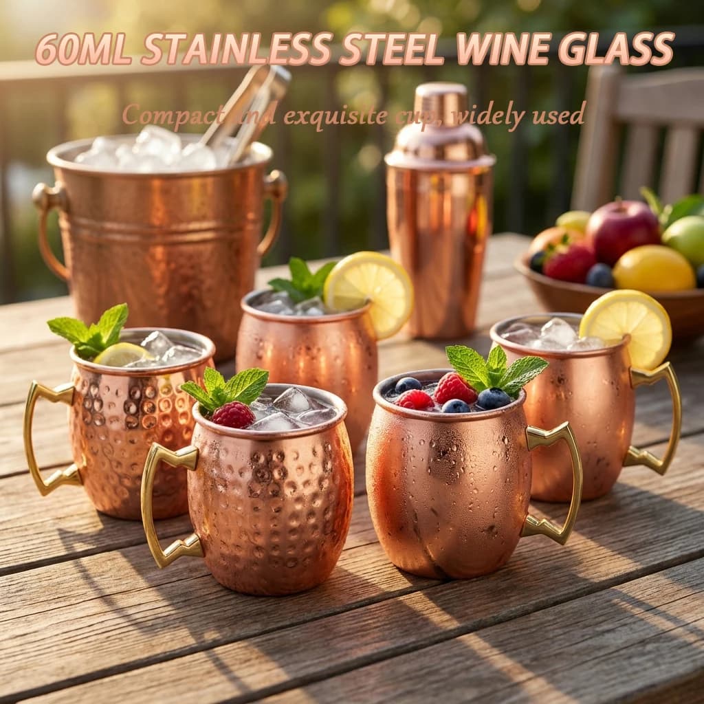 Set di 4 Mini Tazze da Birra in Acciaio Inox da 60ml, Tazze Antiurto per Moscow Mule 304, Bicchieri in Metallo da 2oz per Cocktail, Bevande Fredde, Acqua e Succhi