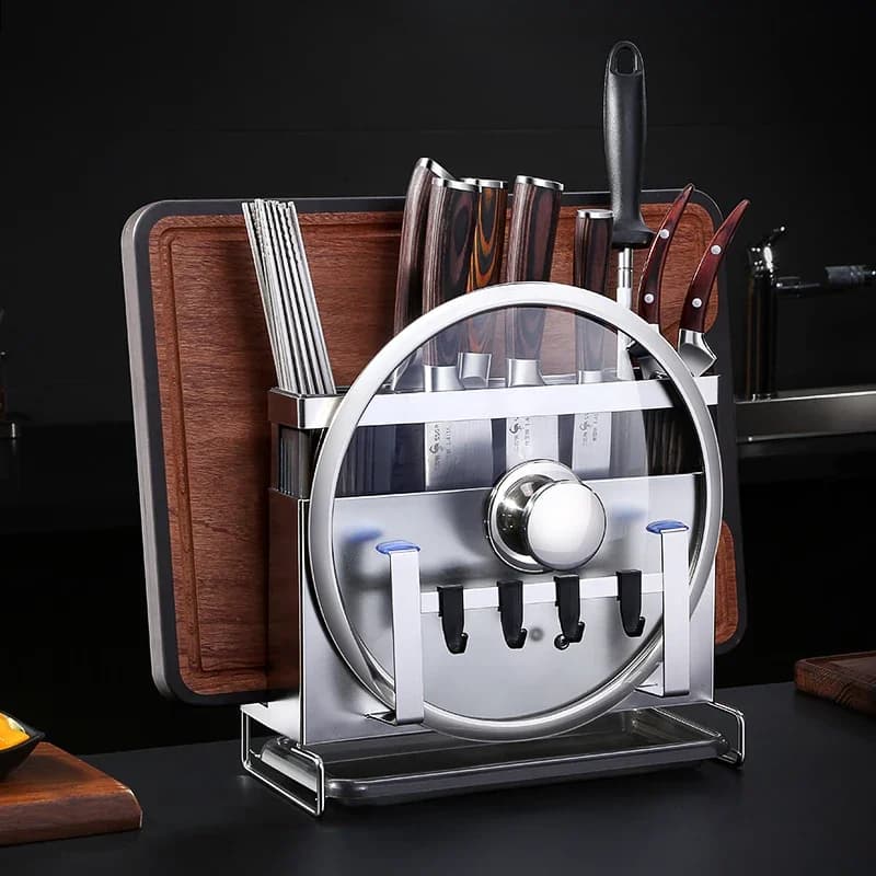 Luxury knife holders LFGB Certificate Stainless Steel Kitchen Tool Organizer 304 Stable Base Hanger or Flat-Sense