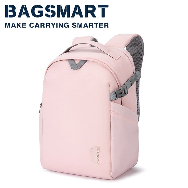 BAGSMART Zaino per fotocamera da donna per vestiti Borsa per fotografo Zaini per laptop con copertura antipioggia Cinghie per treppiede per reflex DSLR