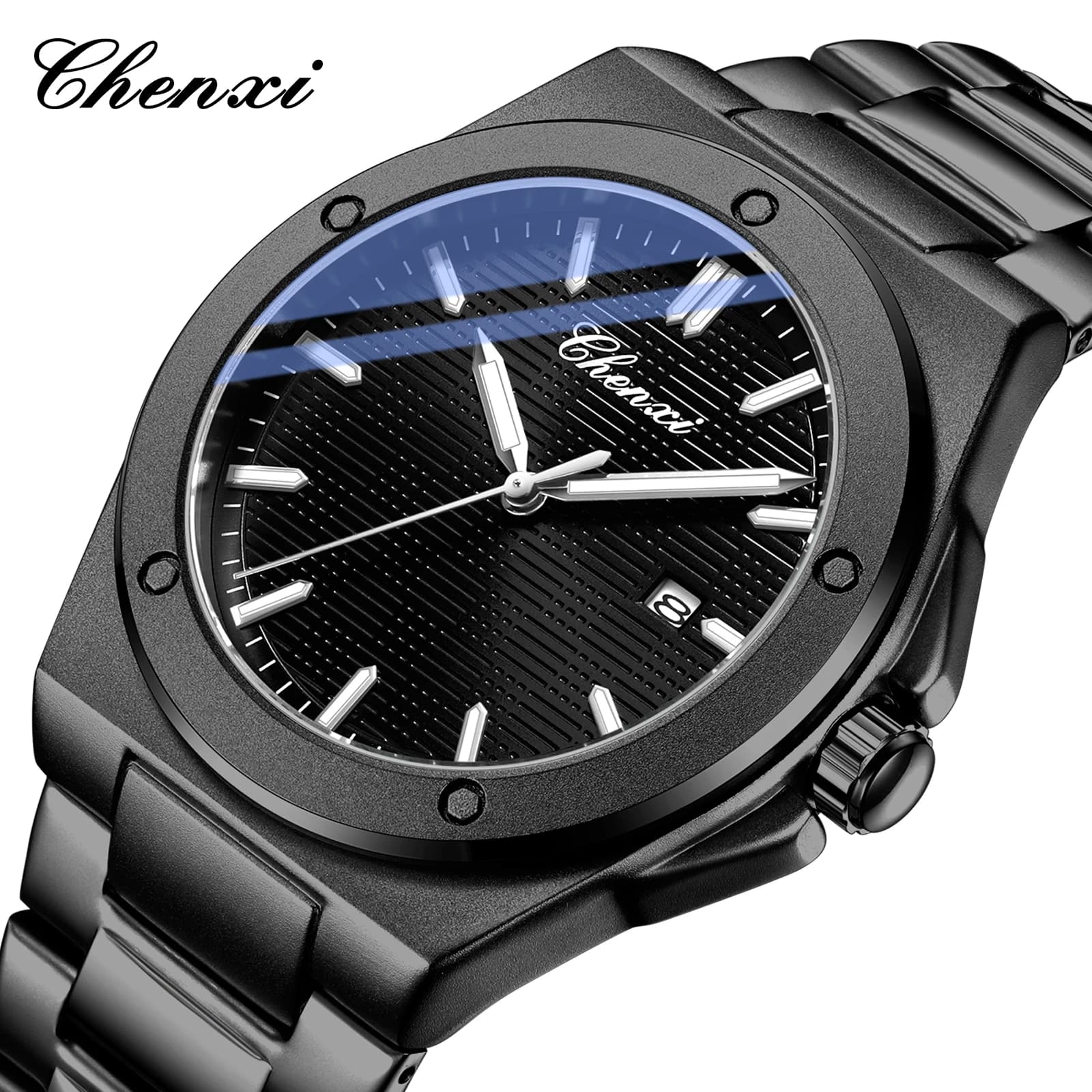 CHENXI 8261 Fashion Quartz Watches for Man Calendar Luminous Stainless Steel Strap Business Men's Wristwatch reloj hombre