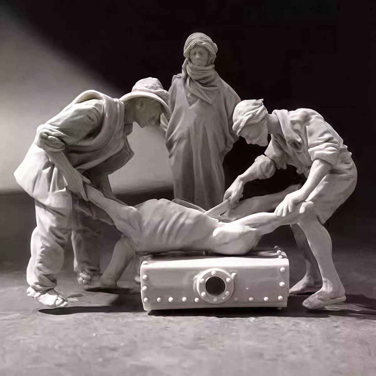 Kit modello in resina non verniciata 1/35, soldati della Seconda Guerra Mondiale a tema militare in Slaughter (3 uomini e scene) GK smontato e non verniciato, 1305R