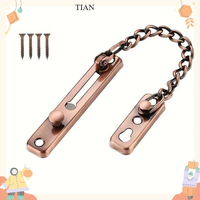 Stainless Steel Keys Are Hotlink-proof,Door Chain Lock Security Chain Guard Spring Anti Theft Press Heavy Duty Polished Latch