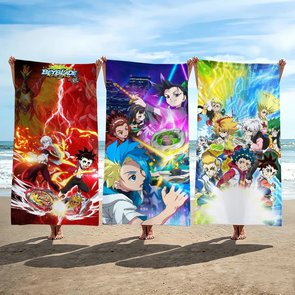 Asciugamano da spiaggia Anime BEYBLADE X, leggero, delicato sulla pelle, ideale per piscina, spiaggia, campeggio, crociere, estate