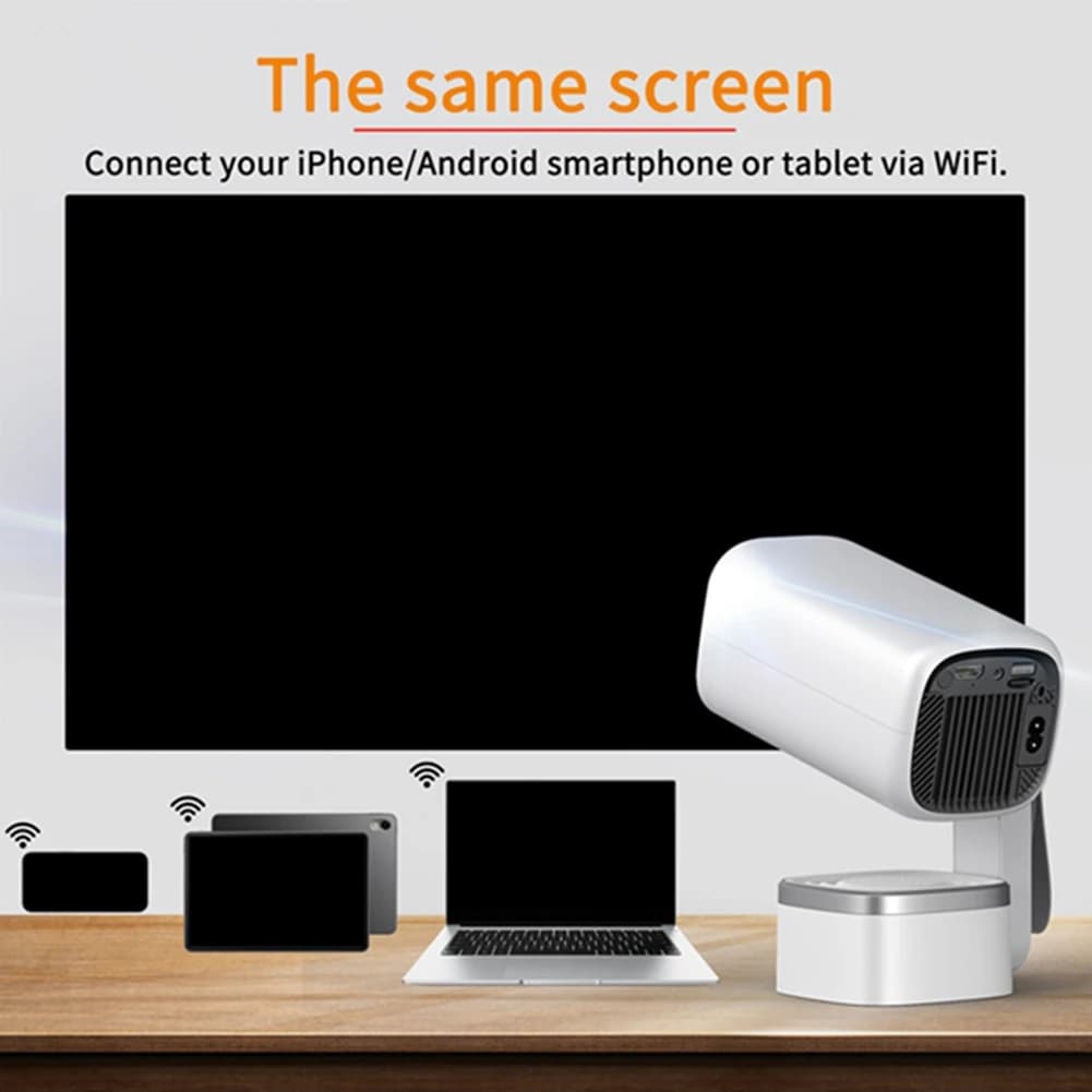 Mini proiettore portatile 4K Altoparlante incorporato 1280x720P WiFi6 BT5.0 Sistema Android Messa a fuoco automatica per Home Theater Spina americana