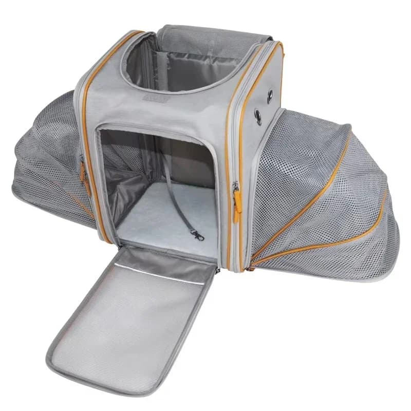 Borsa a Tracolla Portatile con Chiusura a Cerniera, Imbottita per Cani e Gatti, con Cintura di Sicurezza, per Viaggi all'Aperto