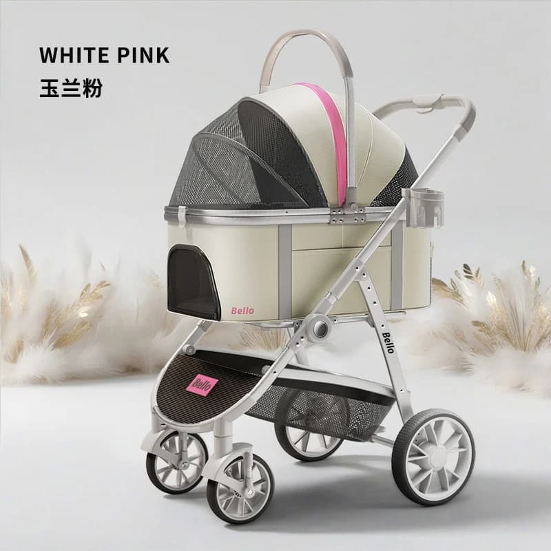 Nuovo design Passeggino per animali domestici 4 ruote Passeggino per cani di lusso in alluminio Passeggino per gatti di dimensioni medie per cani di taglia piccola e media da 60 libbre