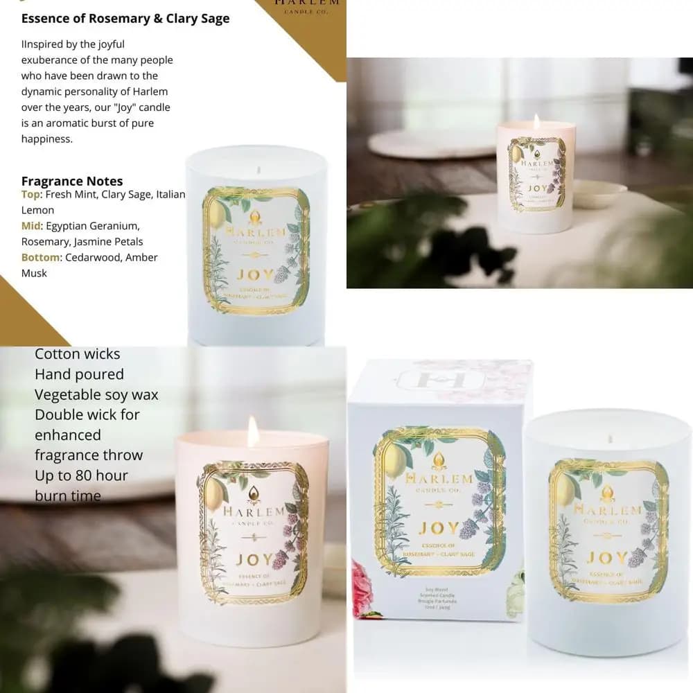 Luxury Soy Candle, 11 ounces, 80 burning hours | Fresh mint, lemon, rosemary, jasmine, cedar wood, amber musk scent