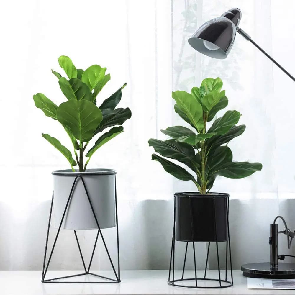 AB33-2 pezzi albero di fico artificiale foglia di violino piante finte da 19,6 pollici Ficus Bush verde per la decorazione esterna del cortile di nozze