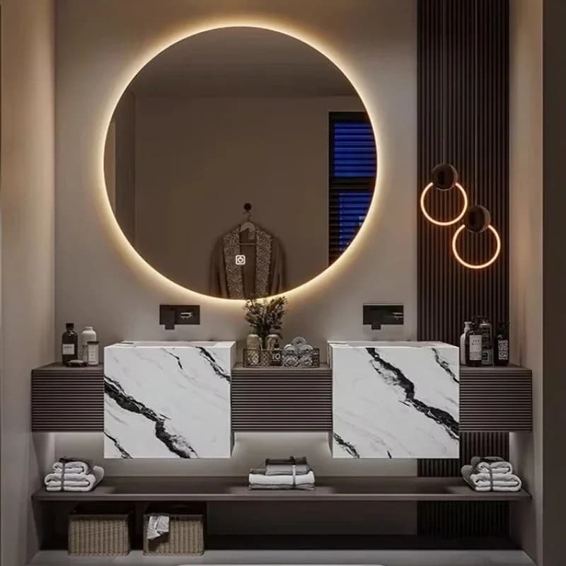 Set lavabo moderno per progetti alberghieri (da pavimento/a parete) con lavabo e piano d'appoggio