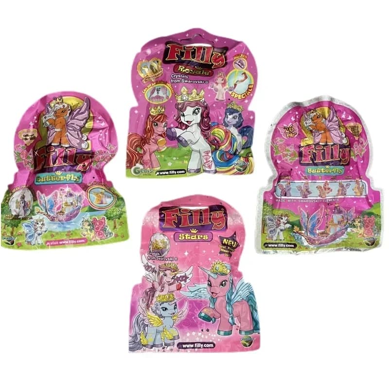 Genuino Filly Stars Farfalla Cristalli Floccaggio Pony Action Figures Borse cieche Simpatico pony Modello Collezione di giocattoli Regali per bambini