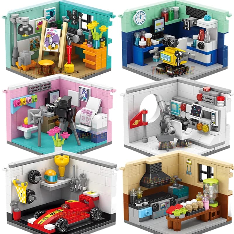 Set di Costruzioni Dreams House con Personaggi Professionali - Pilota, Dottore, Pittore, Scienziato - Modellino Fai-da-te Educativo Regalo per Bambini