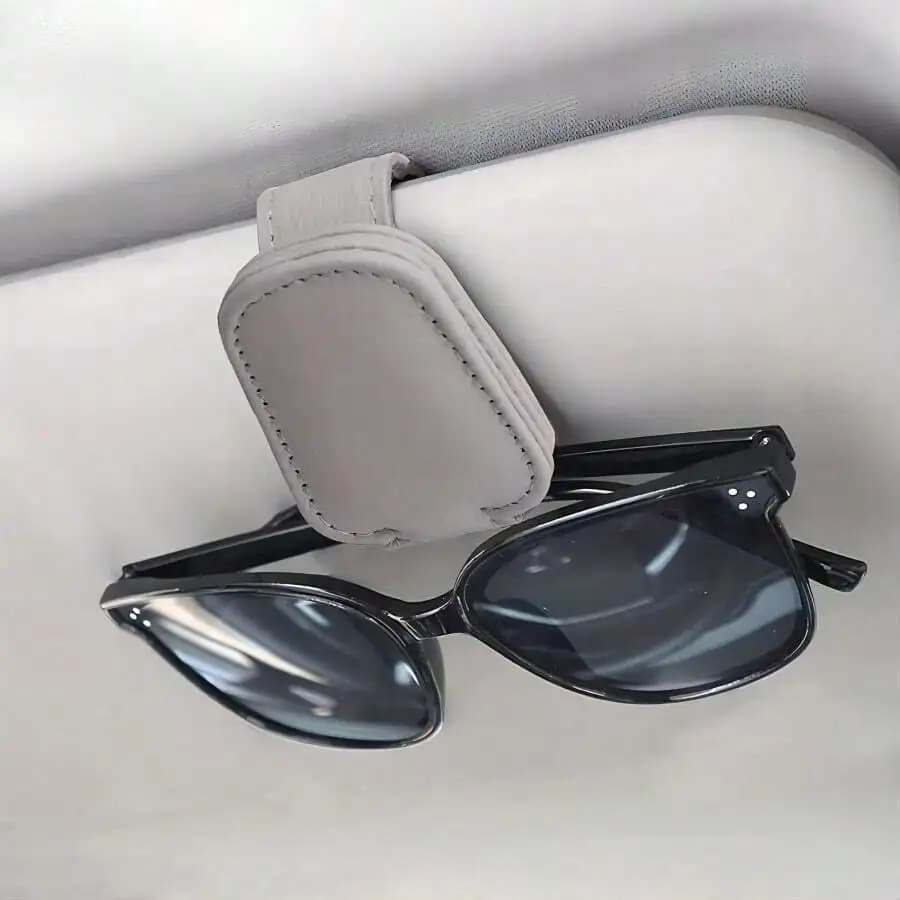 Clip Magnetico in Pelle per Occhiali, Gancio Porta Occhiali per Visiera Auto, Accessori Interni alla Moda