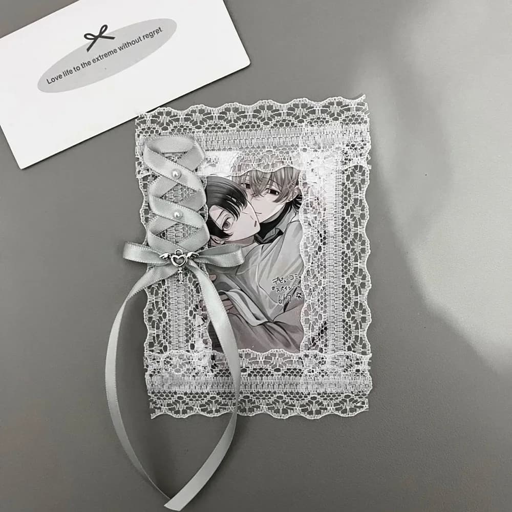 New INS Style Photo Frame Lace Card Holder Student Animation Enthusiasts School Bag Pendant Photo Frame 3-inch Small Card Holder