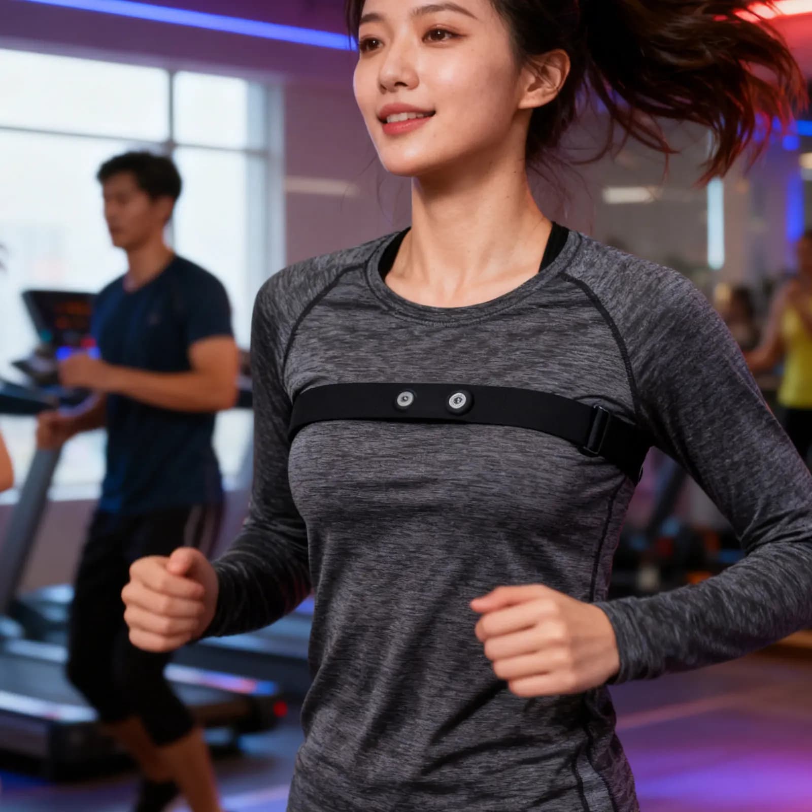 Adjustable Heart Rate Monitor Chest Strap 43.3 Inch Comfortable Silicone Belt for Workout Running Cycling Indoor Outdoor Fitness