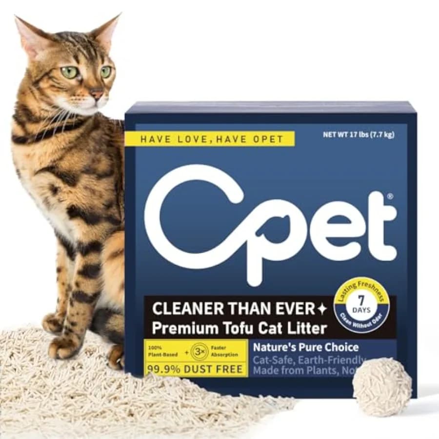 Lettiera per Gatti al Tofu 100% Naturale in Fibra di Pisello e Amido di Mais, Agglomerante Ultra-Rapido in 3 Secondi, 99,9% Senza Polvere e a Bassa Dispersione, Smaltibile nel WC, Eco-Friendly