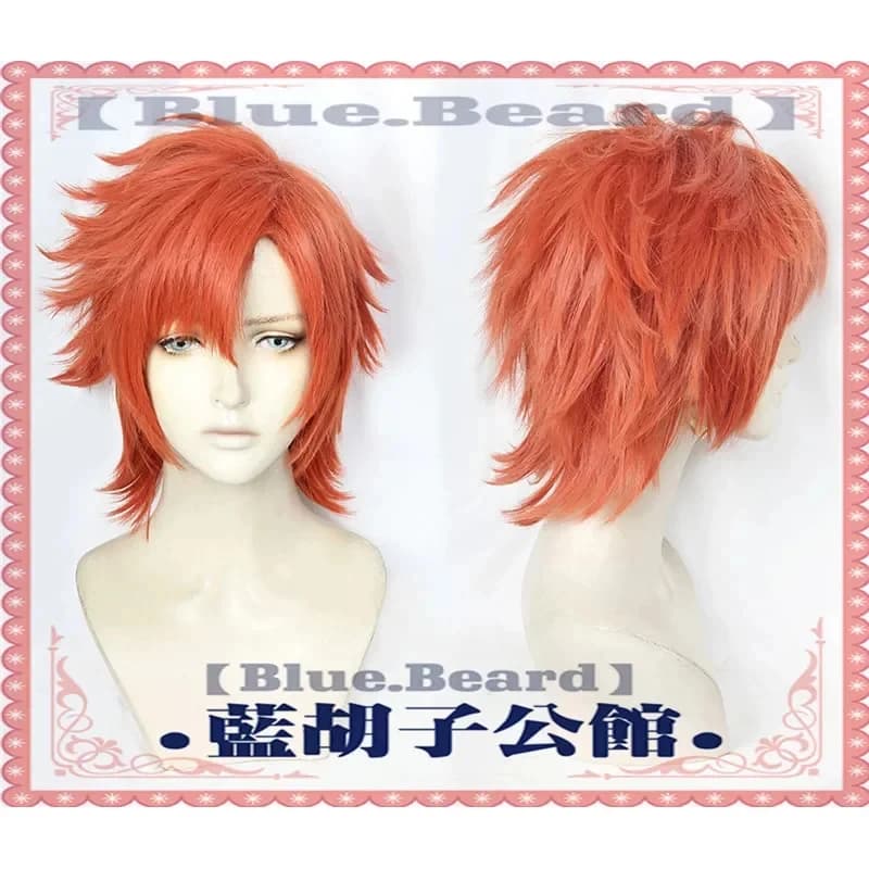 A;3\v,7'd/NewFire Emblem ThreeHouses Cosplay Sylvain Jose Gautier Short Orange Red Side Part Halloween Role Play Hair x;4'v\7,h/