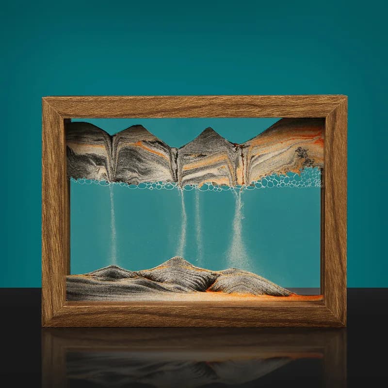 Paesaggio di sabbia cinetico ruotabile Immagine artistica con sabbia in movimento 3D Sabbie mobili dinamiche Clessidra liquida Pittura con sabbia che scorre Decorazioni per la casa Regali