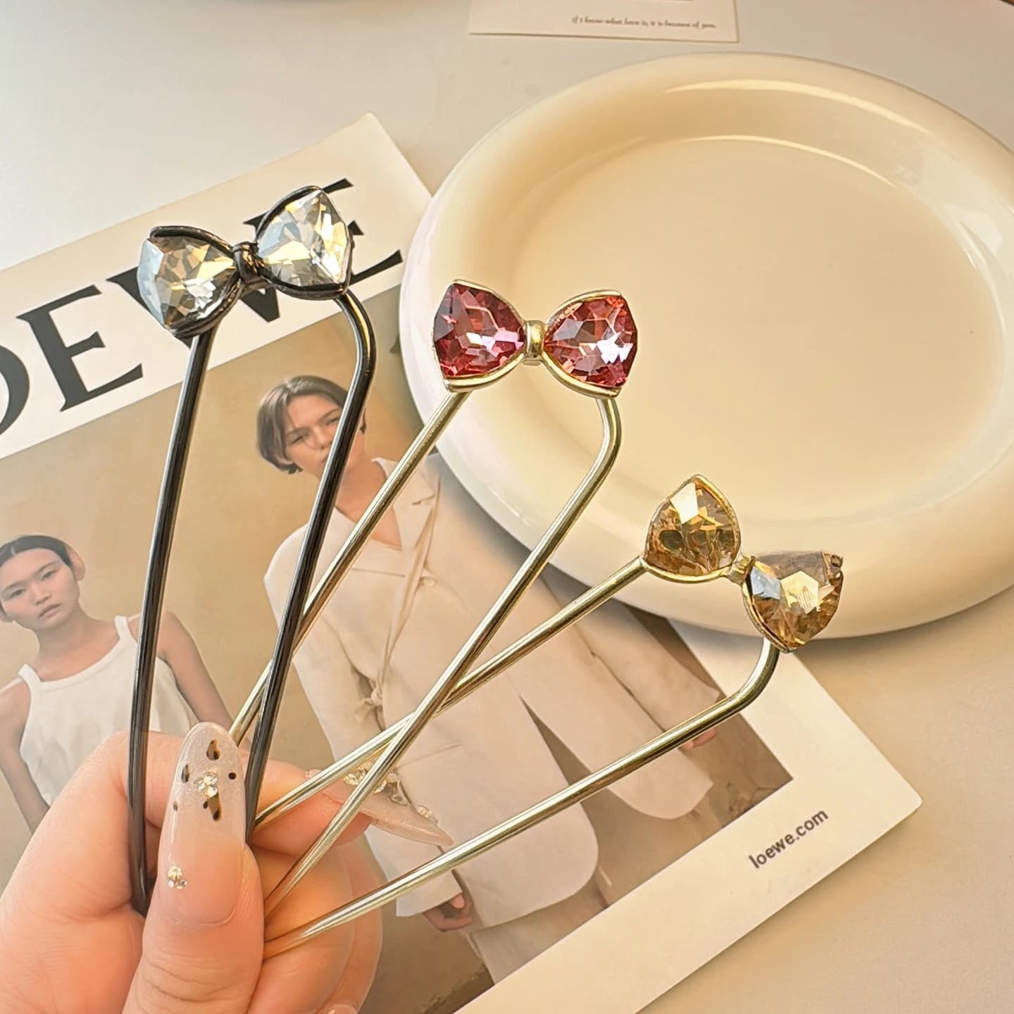 New Chinese ancient style elegant U-shaped, bowknot hairpin, tassel hair stick, fashionable headwear for girls, hair clip, durable hair accessory, high-quality gift, 1PC