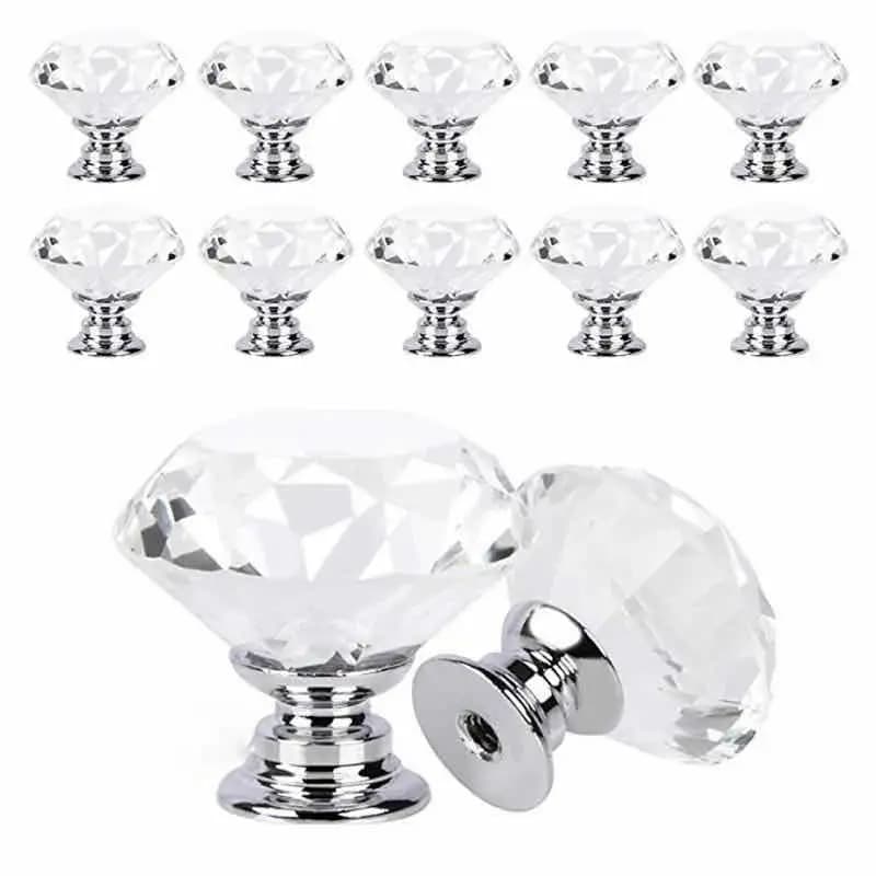 5 Pezzi Maniglie a Forma di Strass da 30mm per Cassetti, Armadi, Cucina e Guardaroba - Accessori Hardware