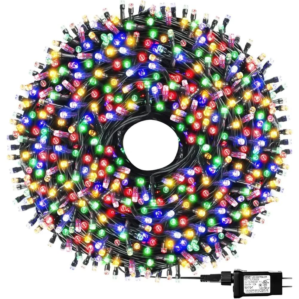 Catena Luminosa Natalizia da 1000 LED 328t 8 Luci con Timer, IP55 Impermeabile per Esterni, Certificata UL, Luci per Interni, Giardino, Patio, Matrimoni