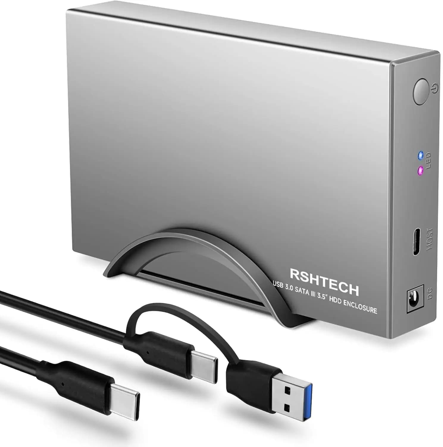 Custodia per disco rigido aggiornata RSHTECH Custodia dock per disco rigido esterno da USB C a SATA in alluminio per HDD e SSD da 3,5" fino a 22 TB UASP