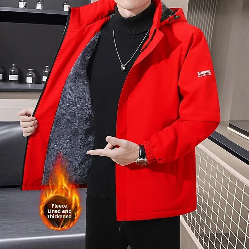 Giacca Invernale da Uomo Imbottita Antivento con Cappuccio Rimovibile, Foderata in Pile, Cappotto da Lavoro in Cotone, Manica Lunga, Collo Alto
