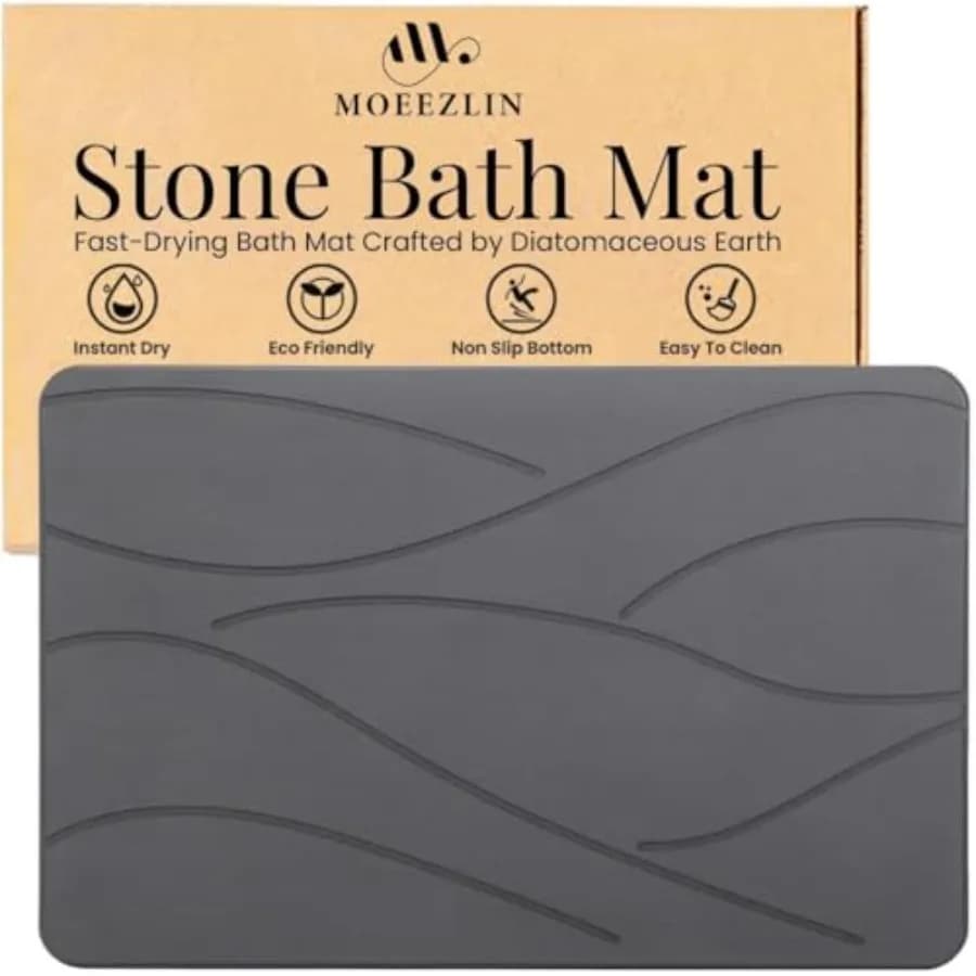 Tappetino da Bagno in Pietra a Rapida Asciugatura, Tappetino Antiscivolo Super Assorbente in Terra Diatomacea per Doccia, Bagno e Cucina