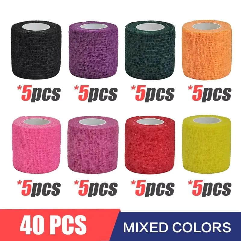 8/24/40 pz 8 Colori 2.5/5/7.5/1/15 cm Garza Benda Sportiva Autoadesiva Traspirante Elastico Sport Fissaggio Dito Polso E Gamba