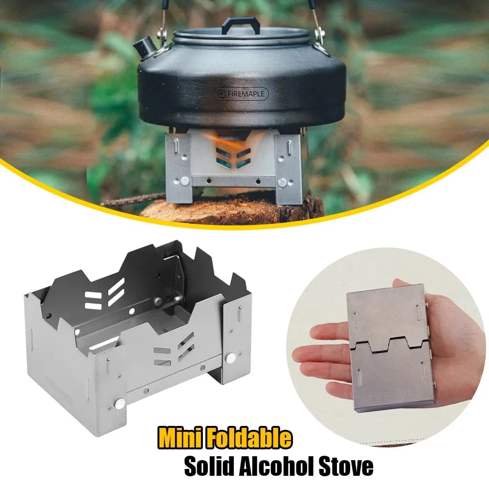 Ultralight Titanium Foldable Solid Alcohol Stove High Quality Portable Camping BBQ Hiking Travel Outdoor Cooking Stove
